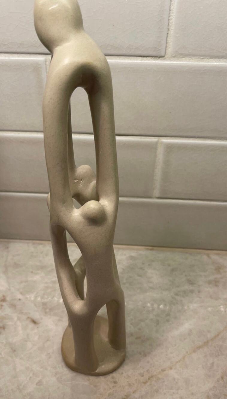African Kenya Soapstone 4 Person Family Unity Carving Sculpture Art Abstract 12"